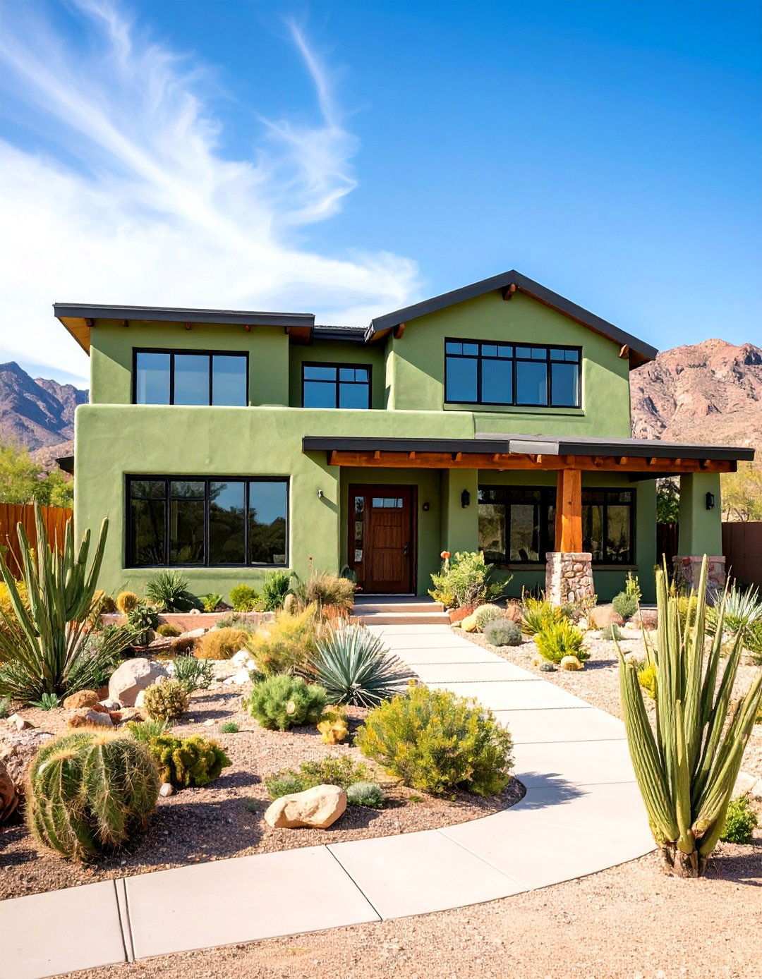 Sage Green Stucco With Black Metal Trim - 24 Sage Green House With Black Trim Ideas