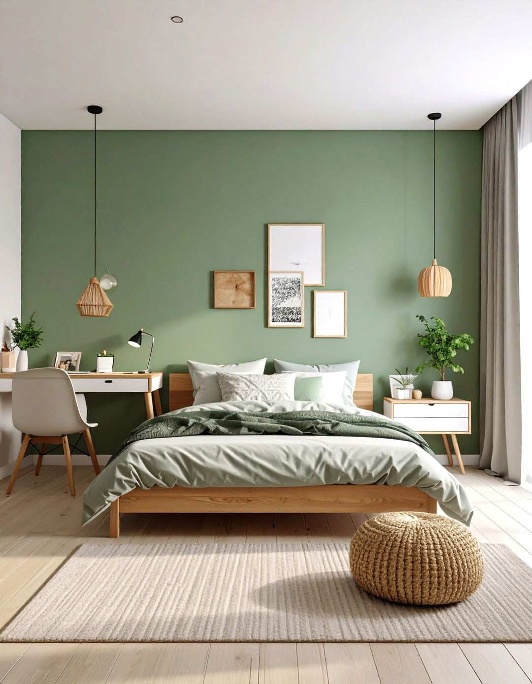 Sage Green Teen Bedroom with Modern Touches - 24 Sage Green Paint Color Ideas