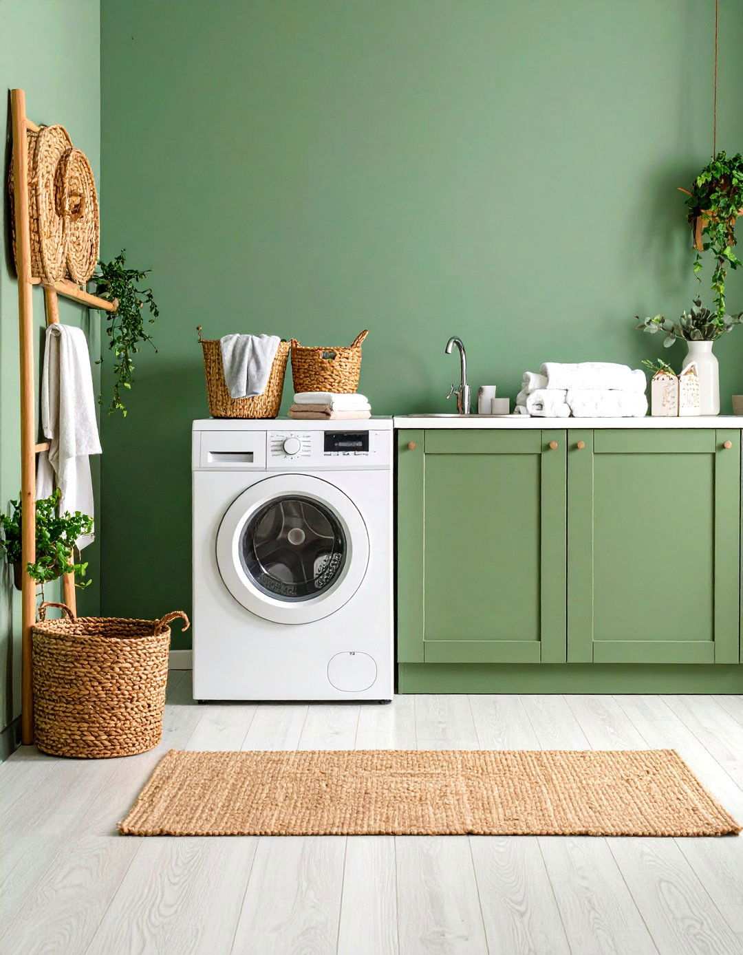 Sage Green Texture and Pattern Mixing - 24 Sage Green Laundry Room Ideas