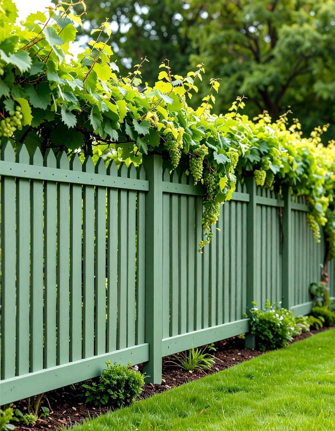 Sage Green Trellis Integration Design - 24 Sage Green Garden Fence Ideas