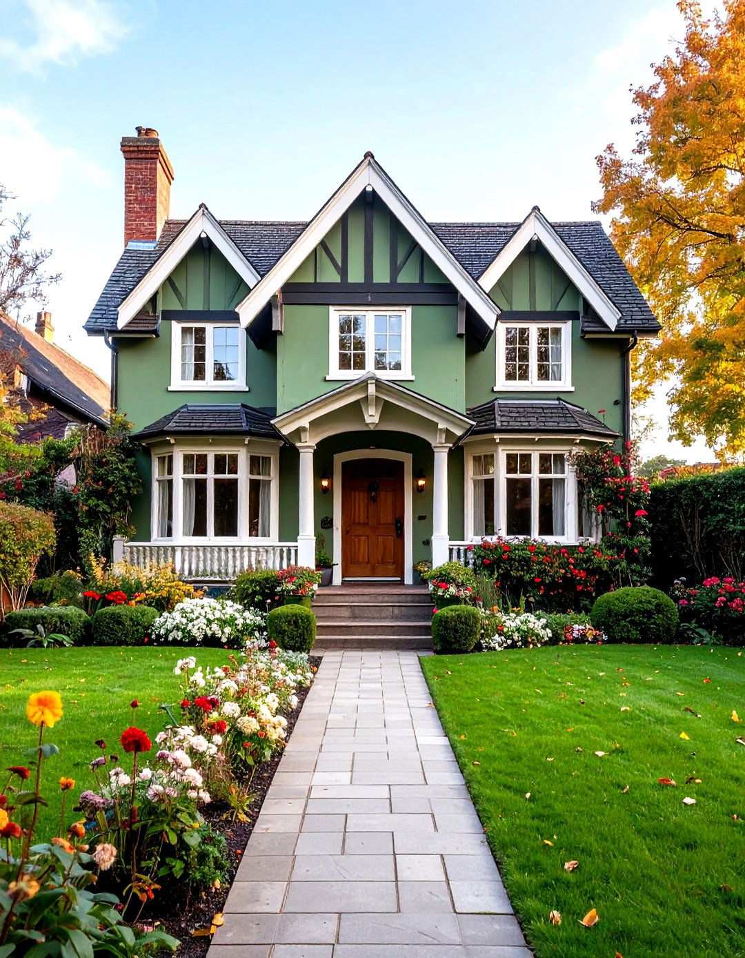 Sage Green Tudor Revival Style - 24 Sage Green House Exterior Ideas