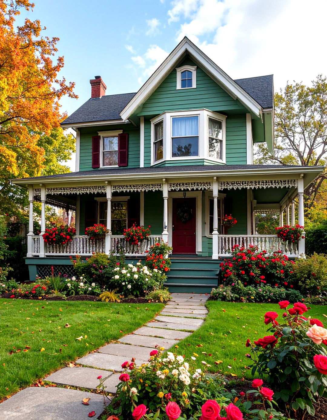 Sage Green Victorian with Ornate Trim - 24 Sage Green House Exterior Ideas