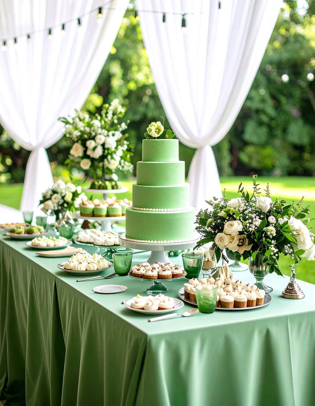 Sage Green Wedding Cake Table Display - 24 Sage Green Wedding Ideas