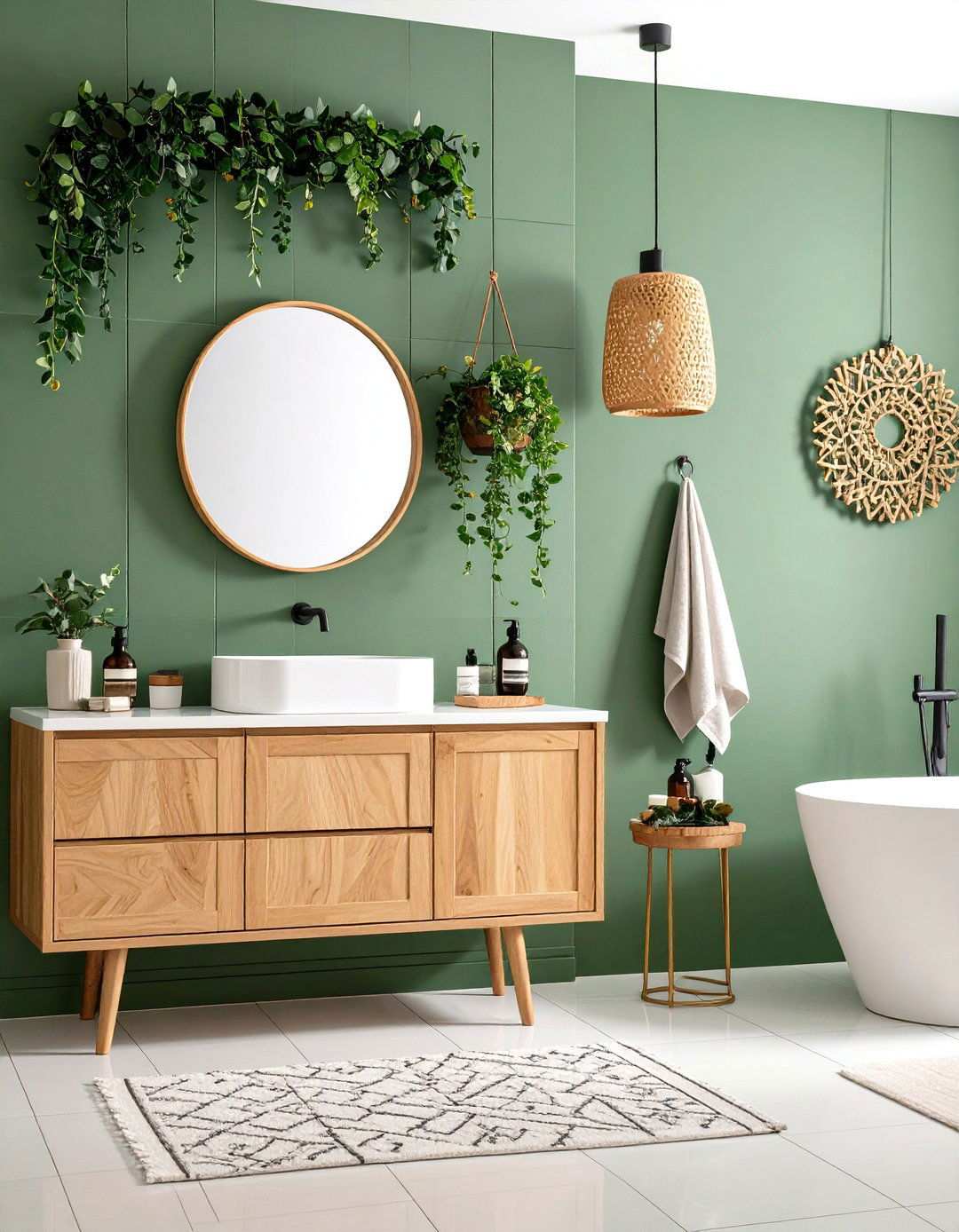 Sage Green Zellige Bathroom Wall Tiles - 24 Sage Green Decor Ideas