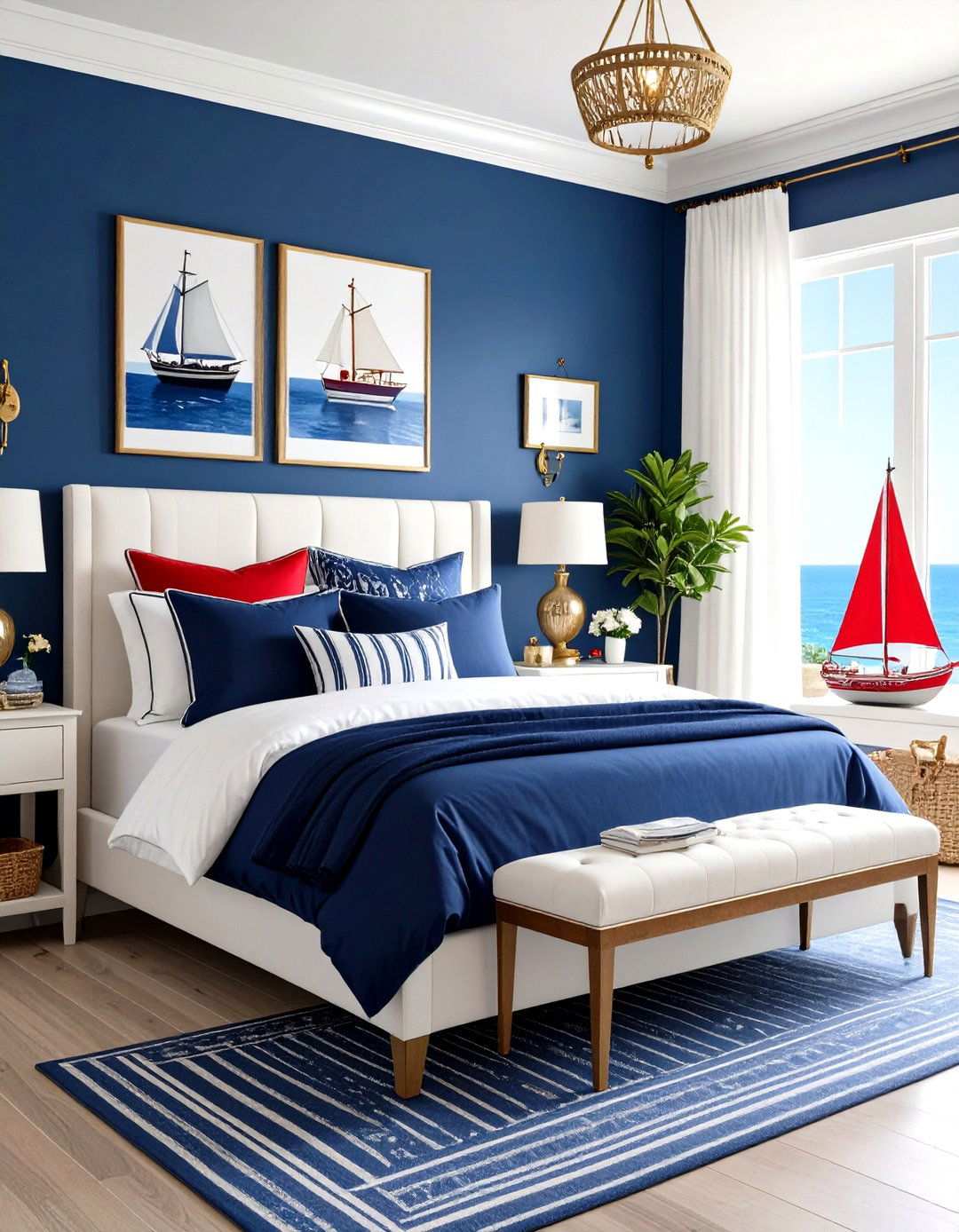 Sailboat Motif Bedroom - 24 Preppy Room Ideas