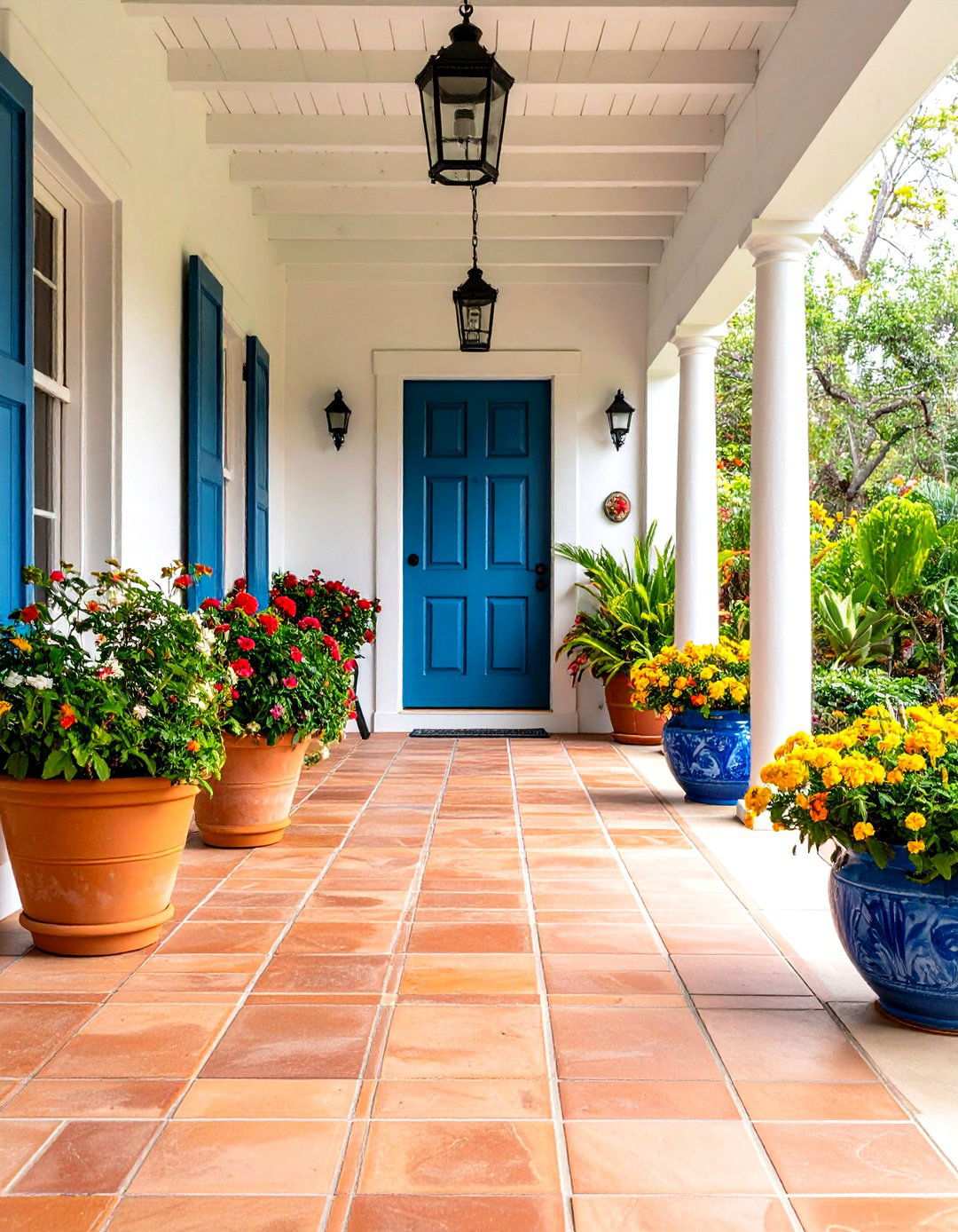 Saltillo Tile Flooring Porch - 24 spanish style front porch ideas