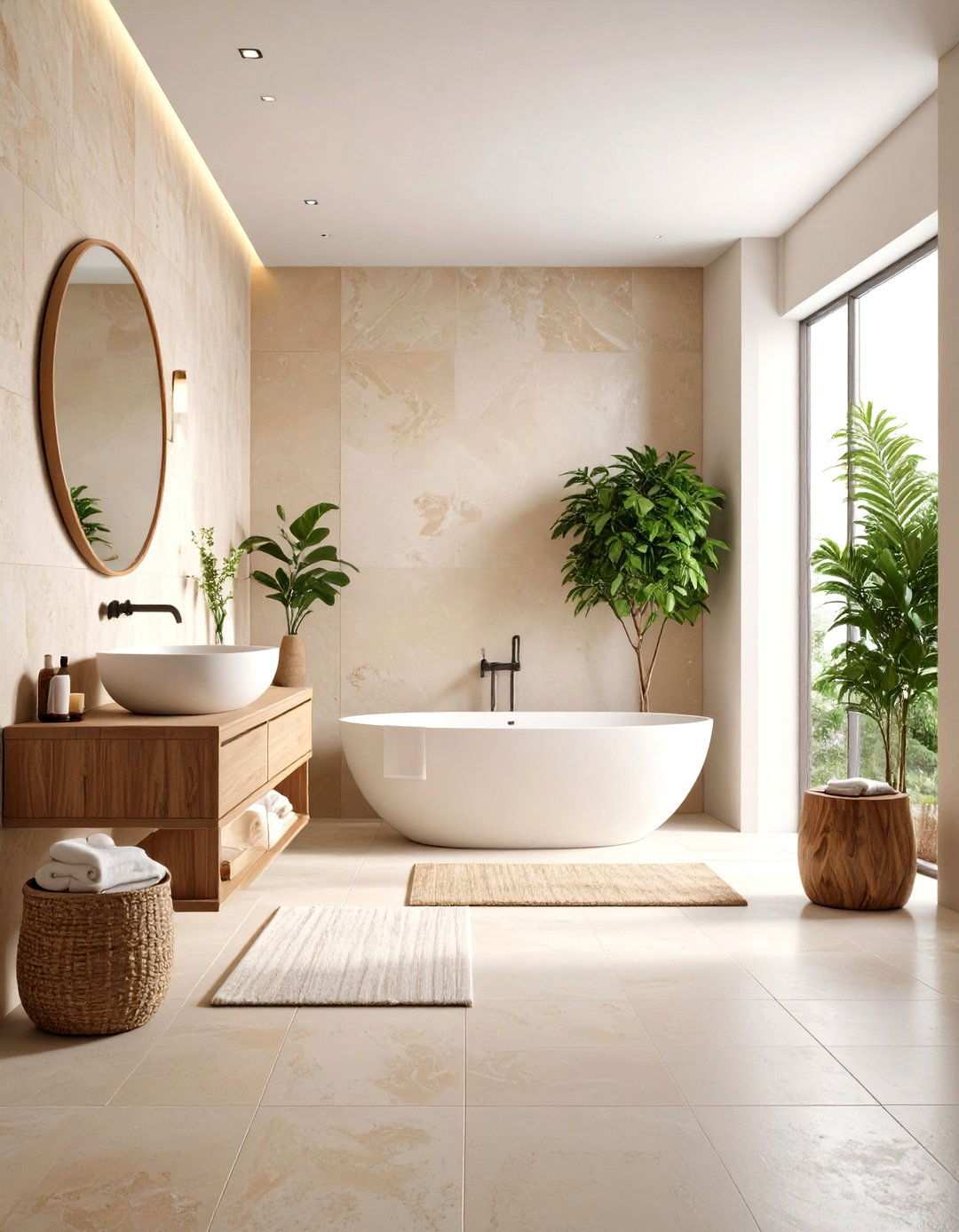 Sandstone Wall Cladding for Spa Atmosphere - 24 Stone Bathroom Ideas