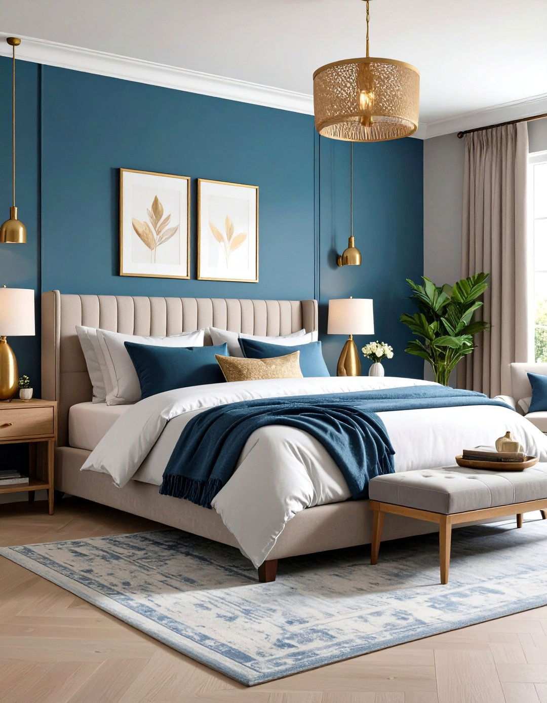 Sapphire Blue Accent Wall - 24 Moody Blue Bedroom Ideas