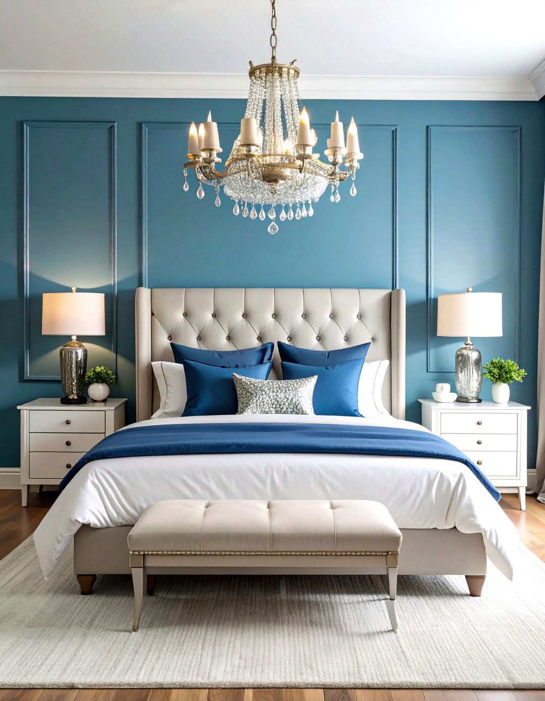 Sapphire Blue Bedroom with Metallic Accents - 24 Ways to Decorate With Jewel Tones