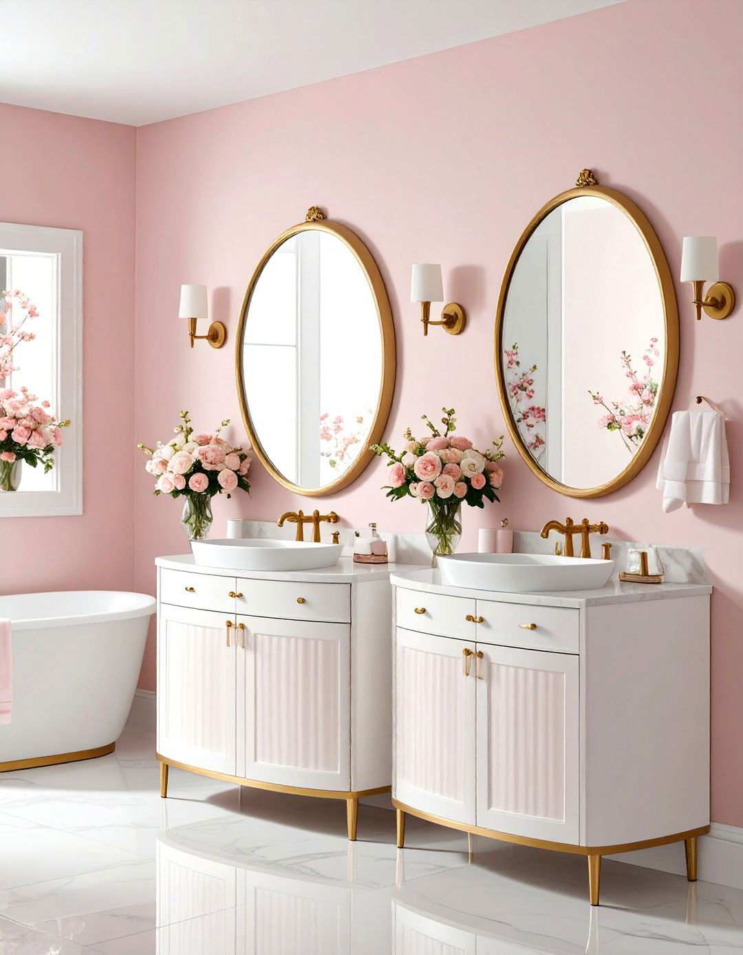 Scalloped Detail Powder Room - 24 Preppy Room Ideas