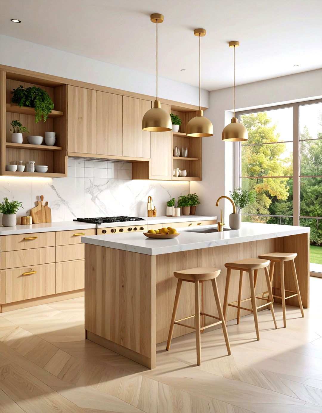 Scandinavian Inspired One Wall Kitchen with Light Wood Cabinets - 24 One Wall Kitchen Ideas