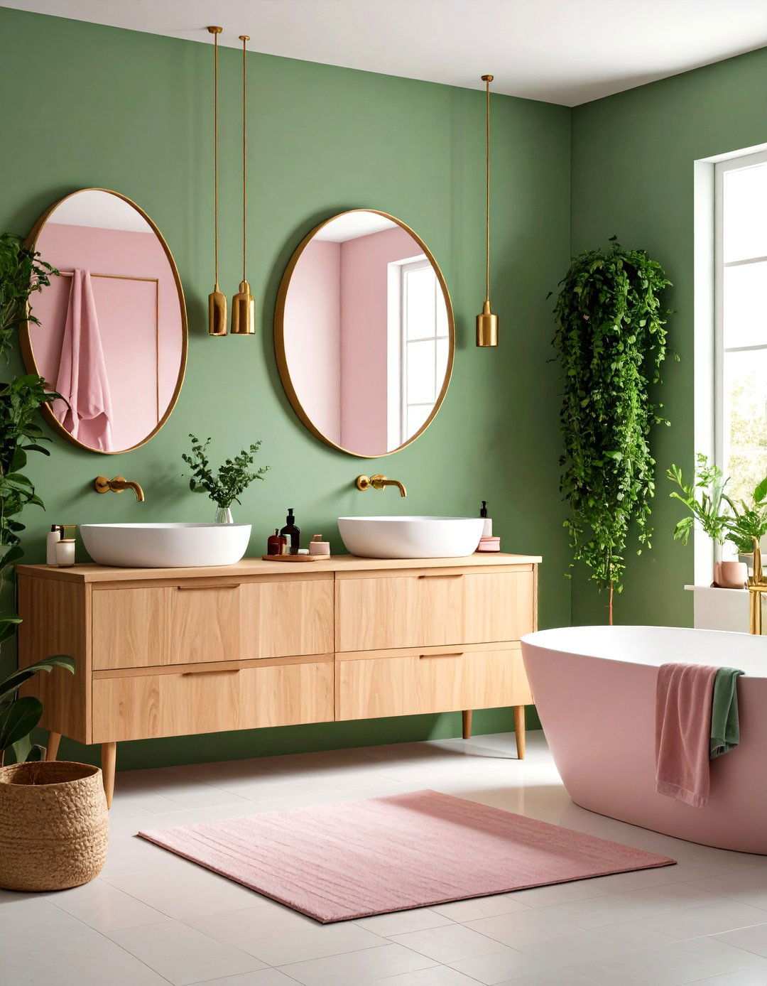 Scandinavian Inspired Pink and Green Hygge - 24 Pink and Green Bathroom Design Ideas