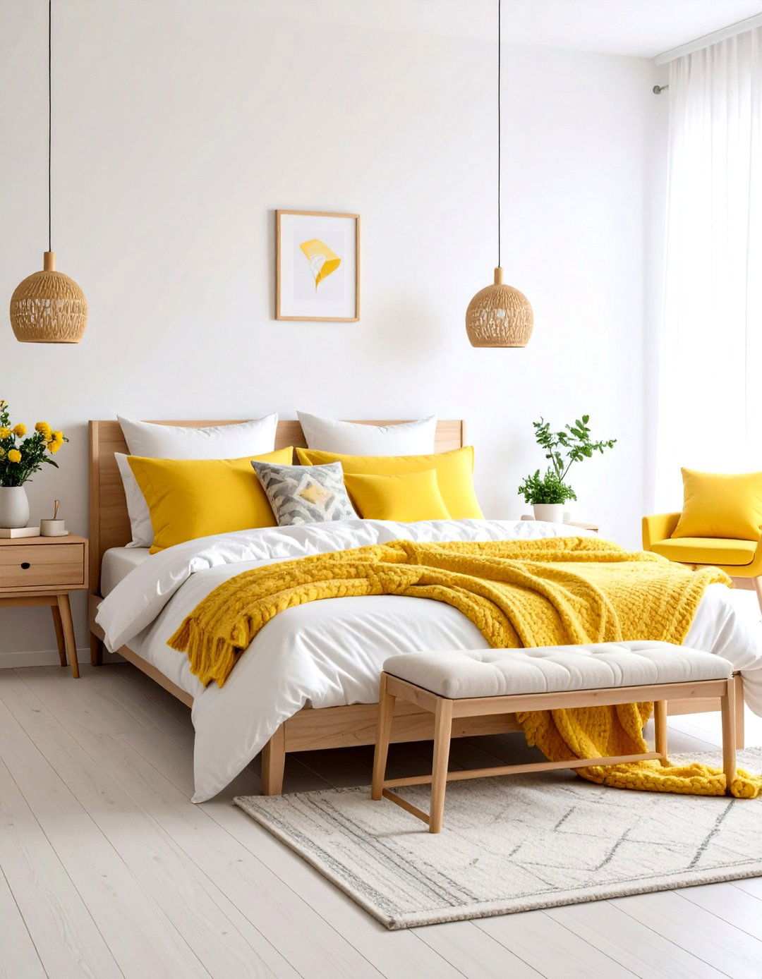 Scandinavian Lemon Fresh Sanctuary - 24 Lemon Bedroom Ideas