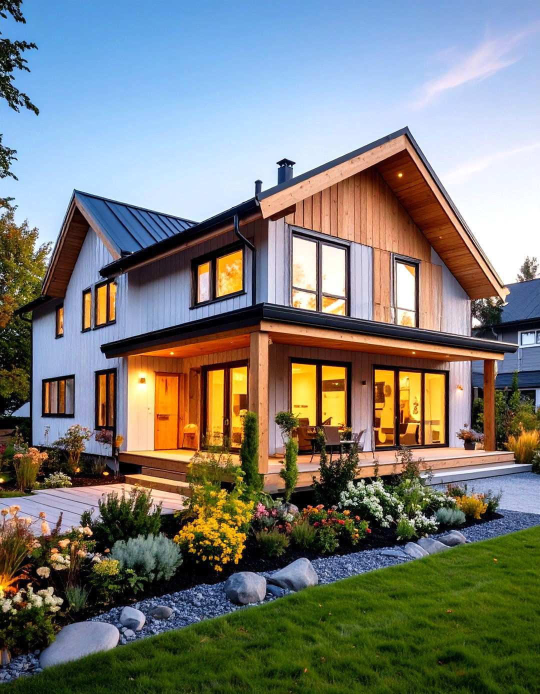 Scandinavian Light Blue with Natural Wood - 24 light blue house exterior ideas