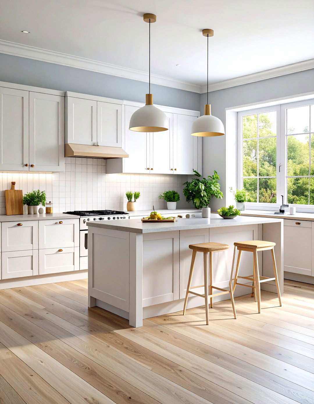 Scandinavian Light Grey Wood Floor Kitchen - 24 Kitchens With Grey Floors