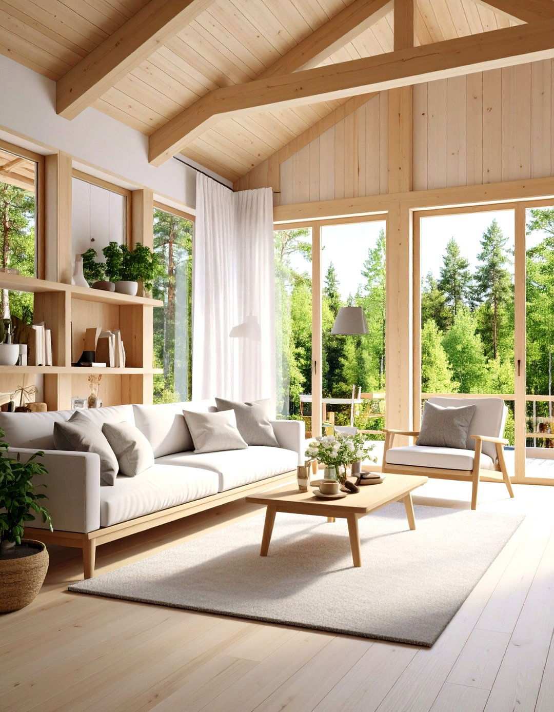 Scandinavian Light Wood Interior Theme - 24 One Room Cabin Interior Design Ideas