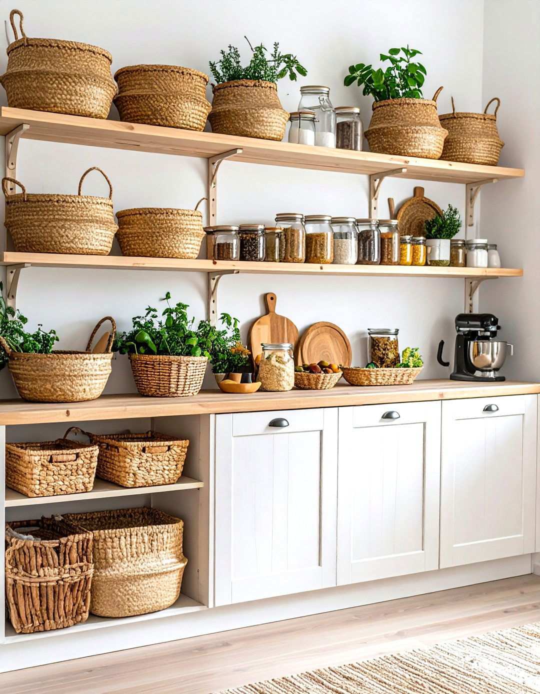 Scandinavian Light Wood with Natural Textures - 24 Open Pantry Ideas