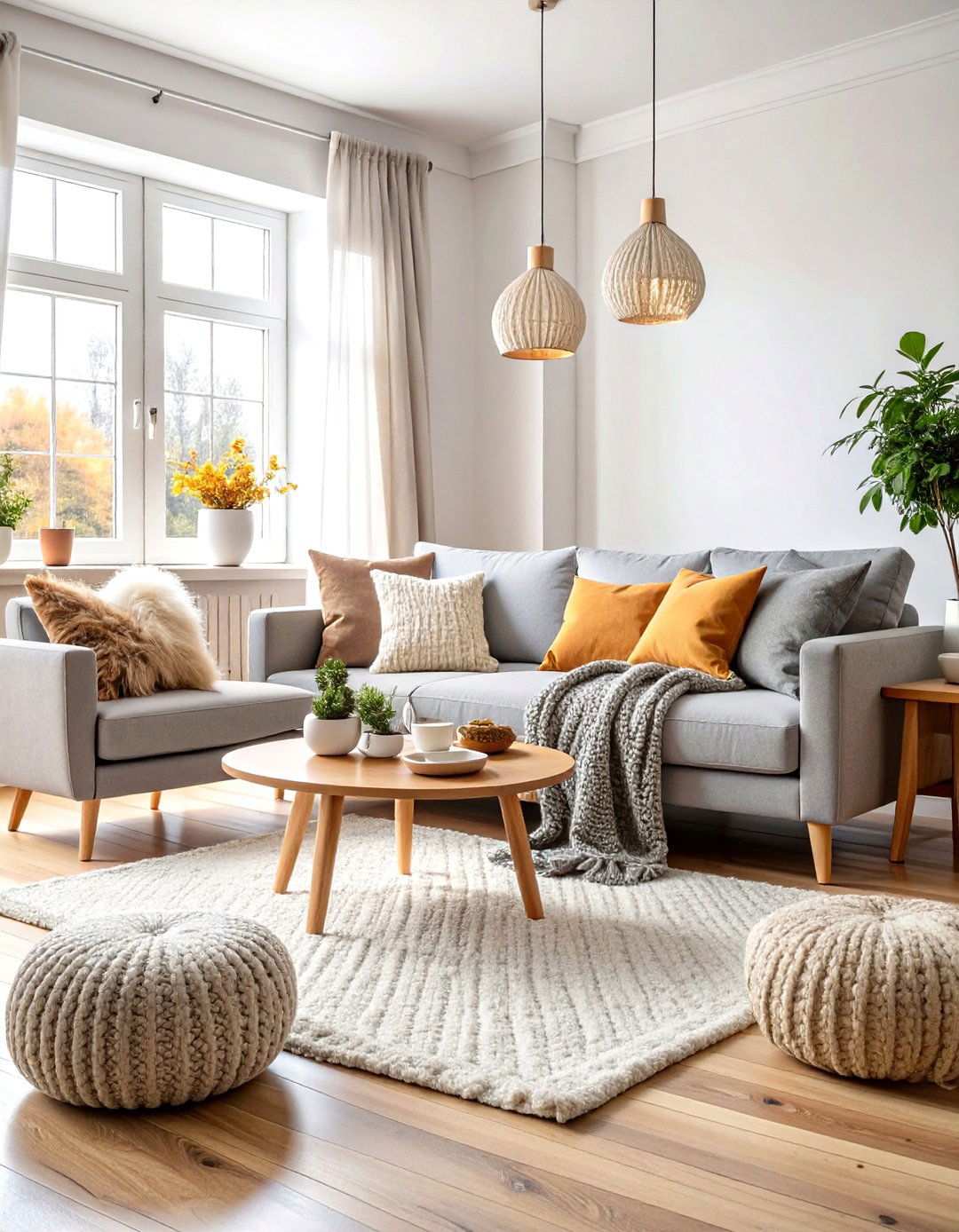Scandinavian Living Room Design with Cozy Textures - 24 Simple Living Room Ideas