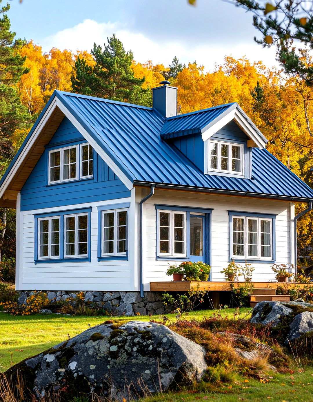 Scandinavian Minimalism - 24 houses with blue metal roofs