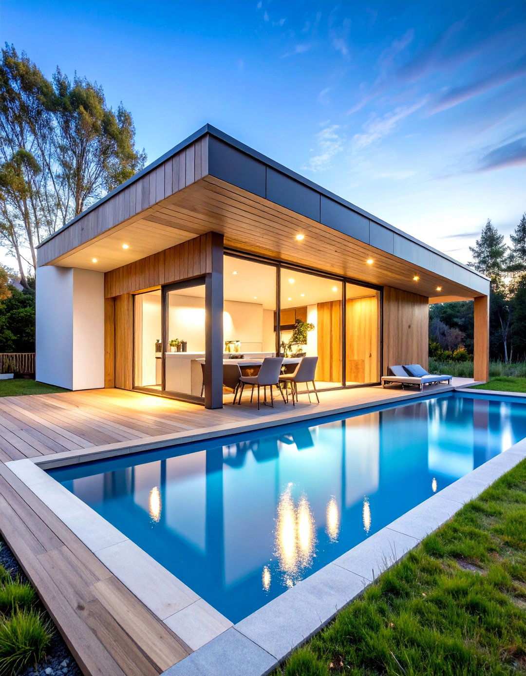 Scandinavian Minimalist Pool House with Clean Line Kitchen - 24 Pool House With Outdoor Kitchen Ideas