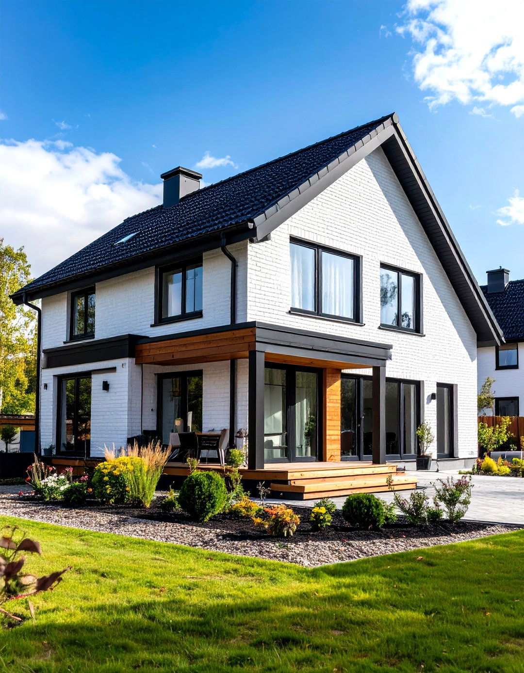 Scandinavian Modern Brick Design - 24 White Brick House With Black Trim