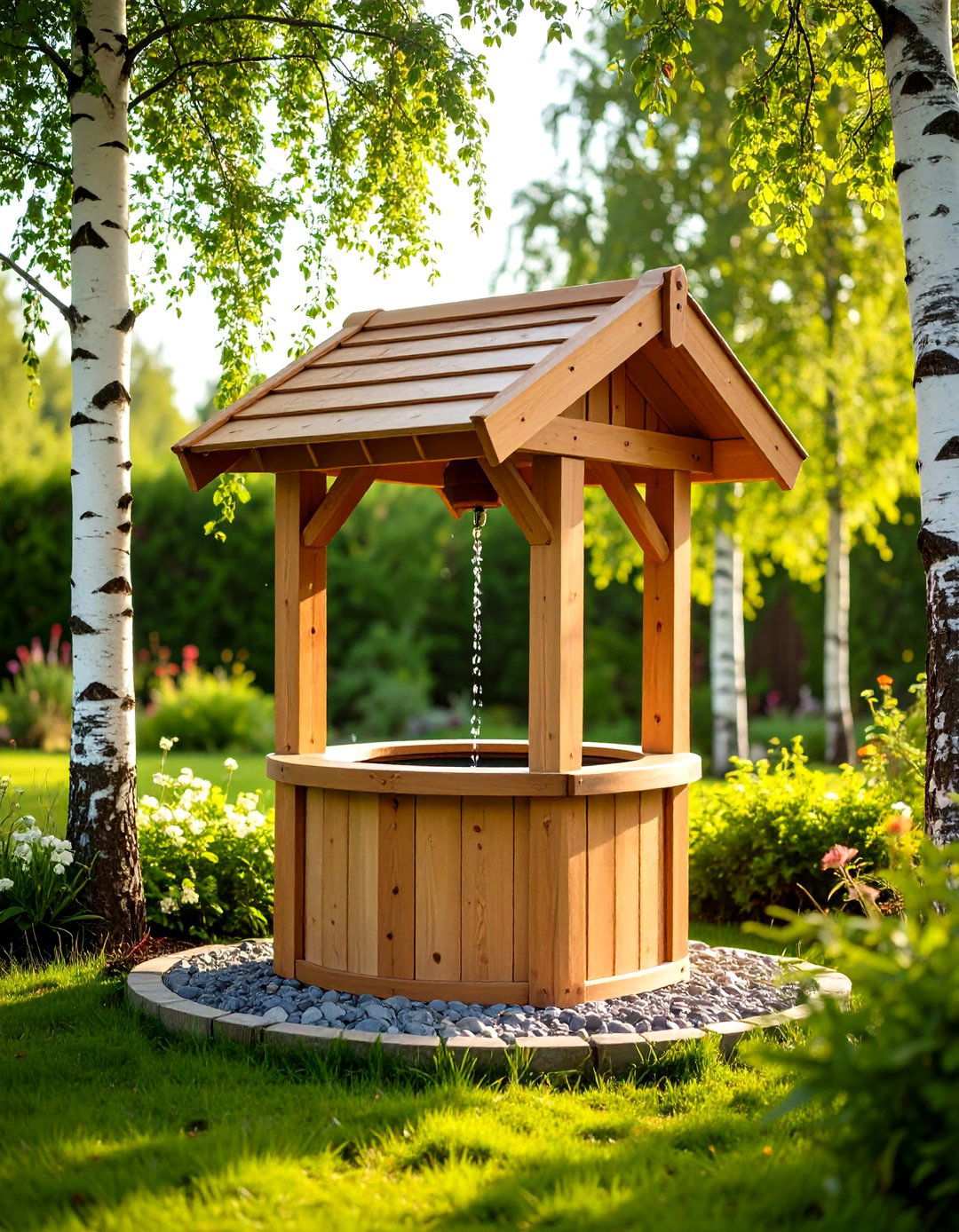 Scandinavian Modern Wishing Well with Clean Lines - 24 Outdoor Wishing Well Garden Ideas