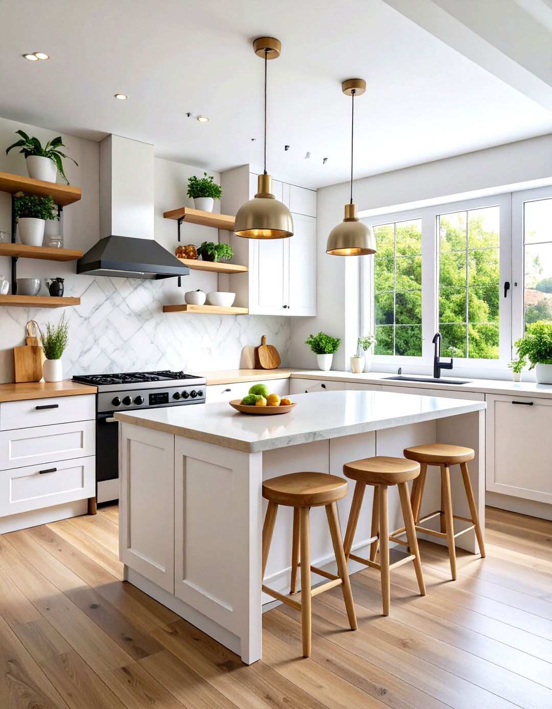 Scandinavian Natural Wood Elements - 24 White Kitchen with Black Appliances Ideas