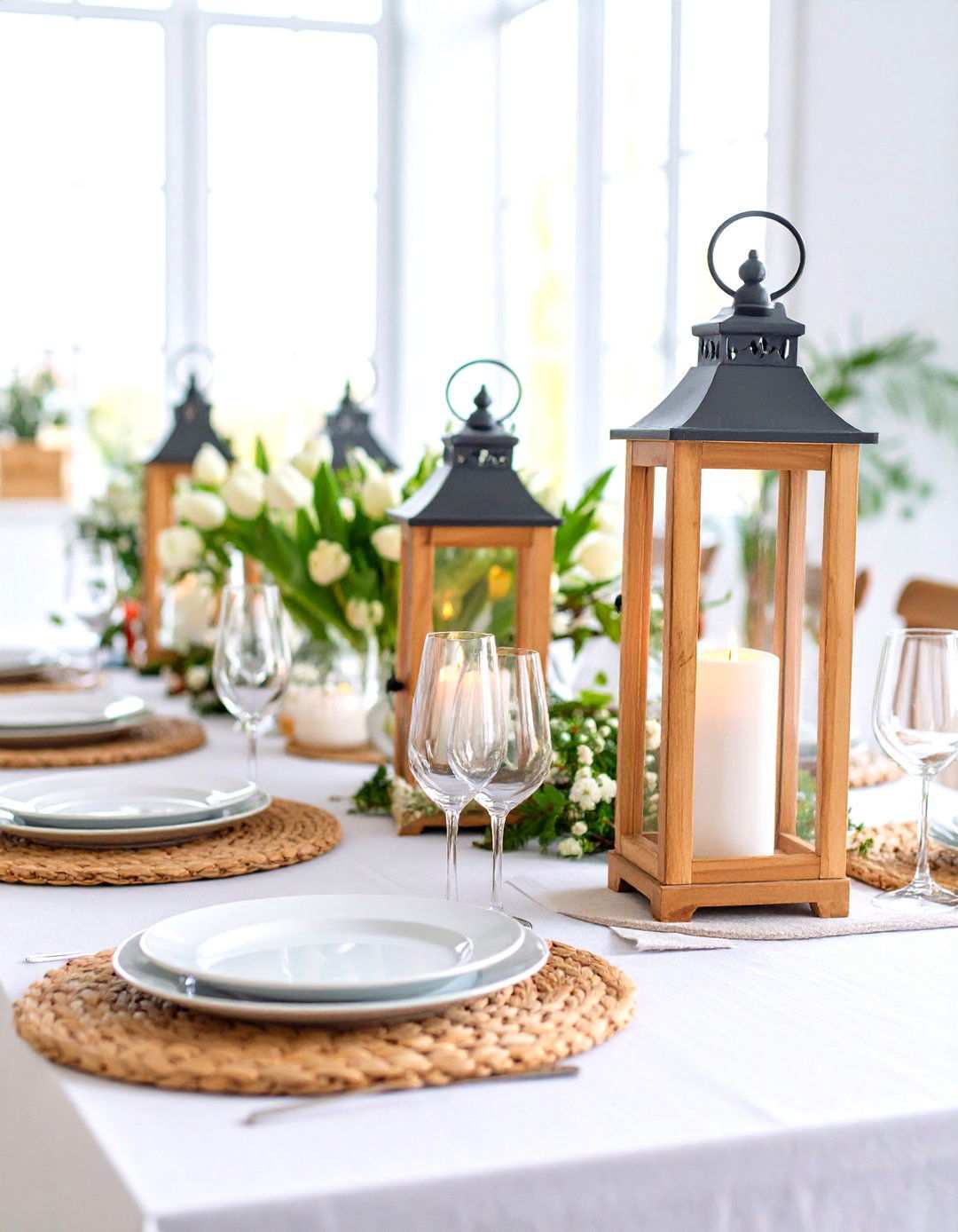 Scandinavian Natural Wood Lantern Theme - 24 Lantern Centerpiece Ideas