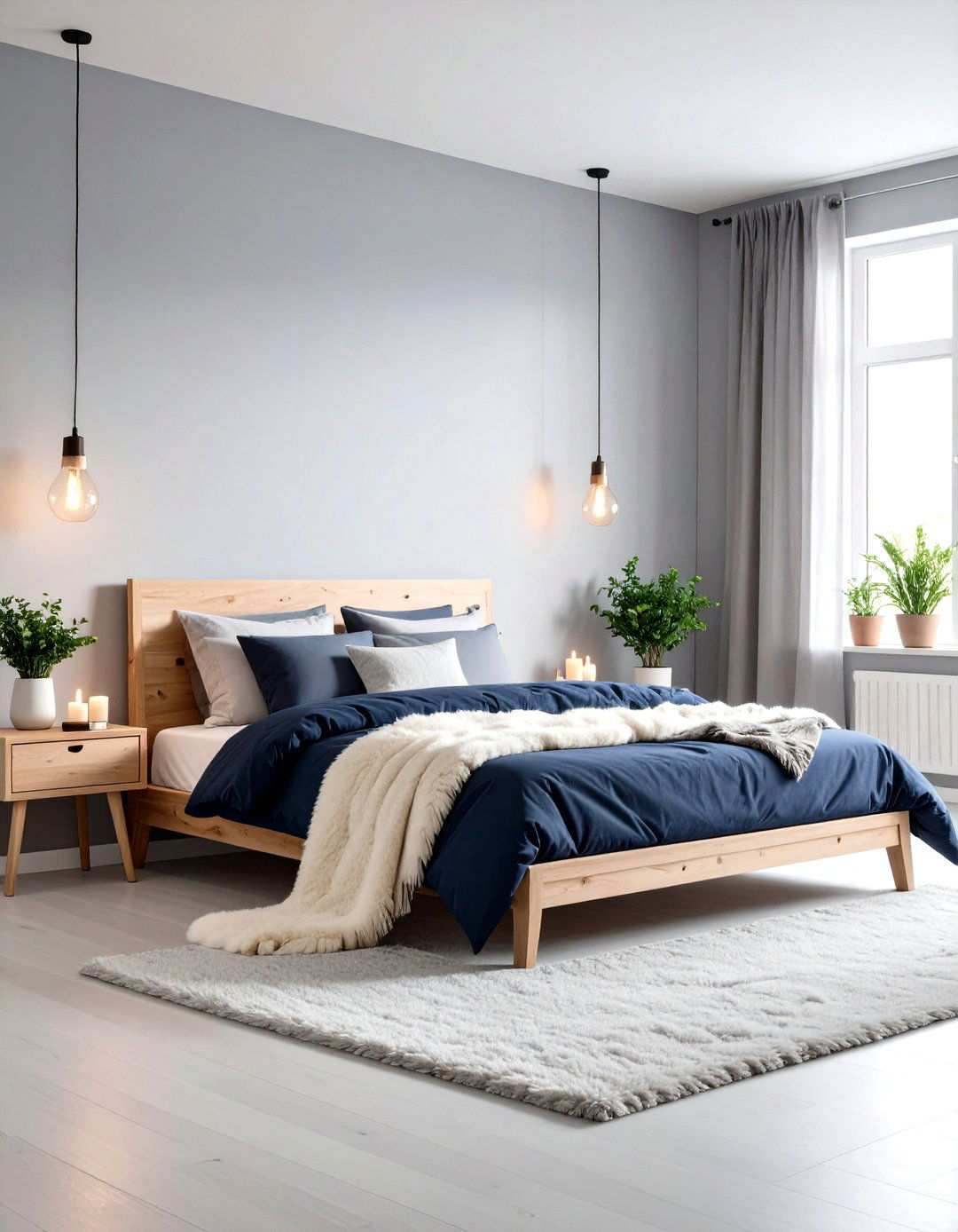 Scandinavian Navy and Grey Hygge - 24 Navy Blue and Grey Bedroom Ideas