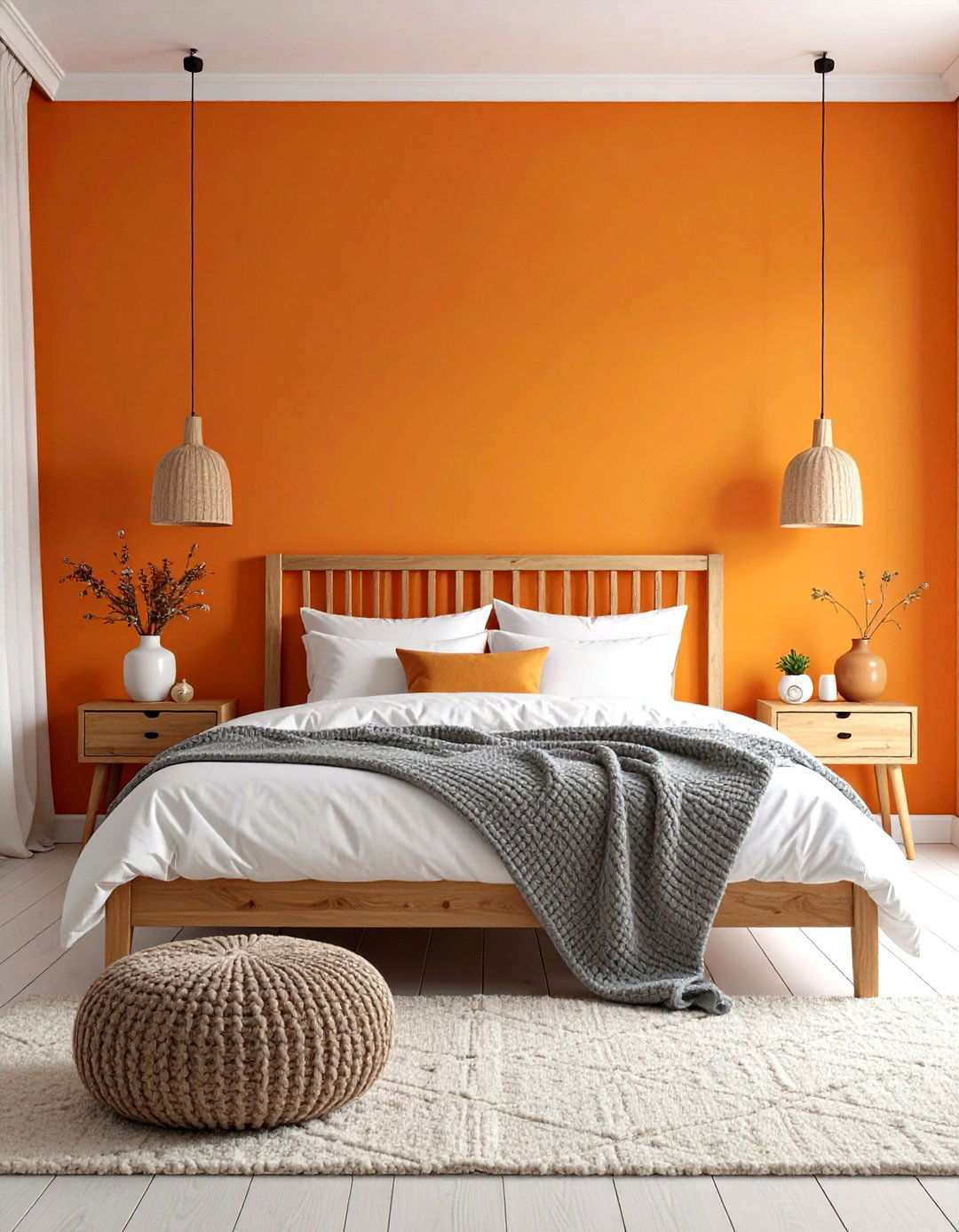 Scandinavian Orange Hygge Bedroom - 24 Orange Accent Wall Ideas