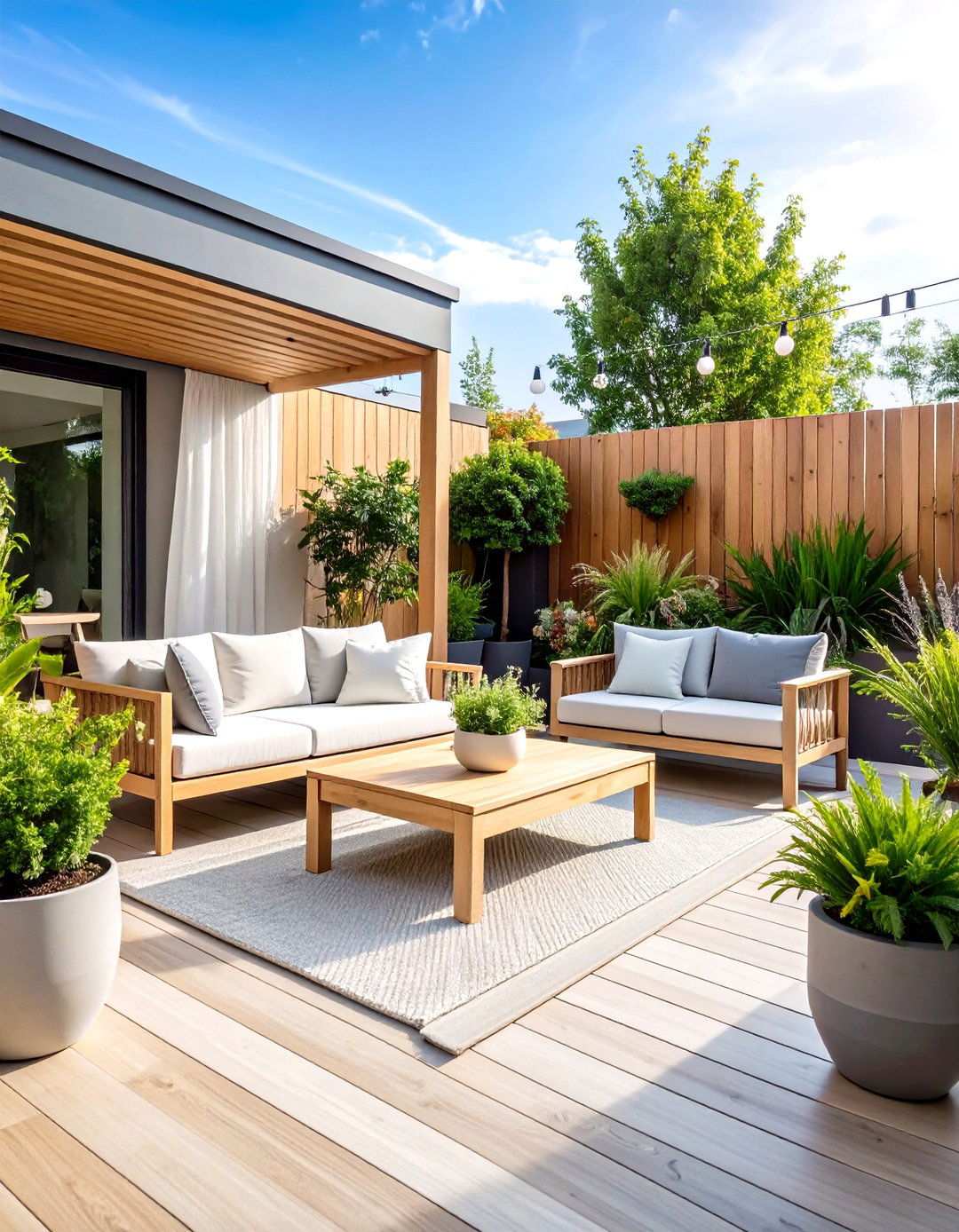 Scandinavian Patio with Light Woods - 24 Small Patio Ideas