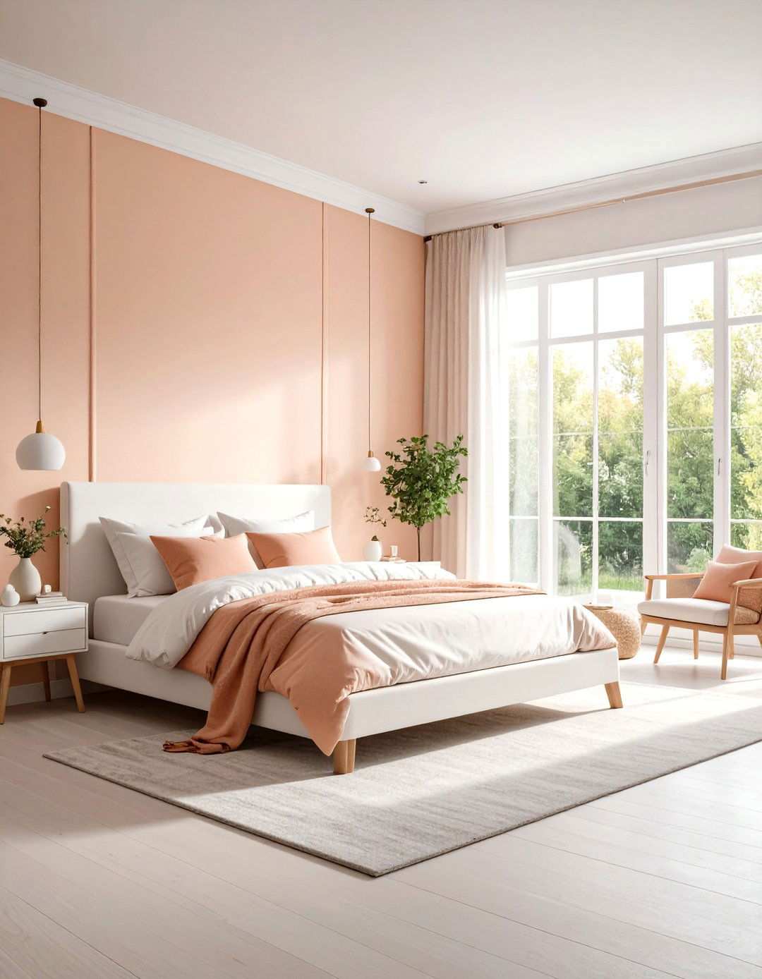 Scandinavian Peach and White Bedroom - 24 Peach Bedroom Ideas
