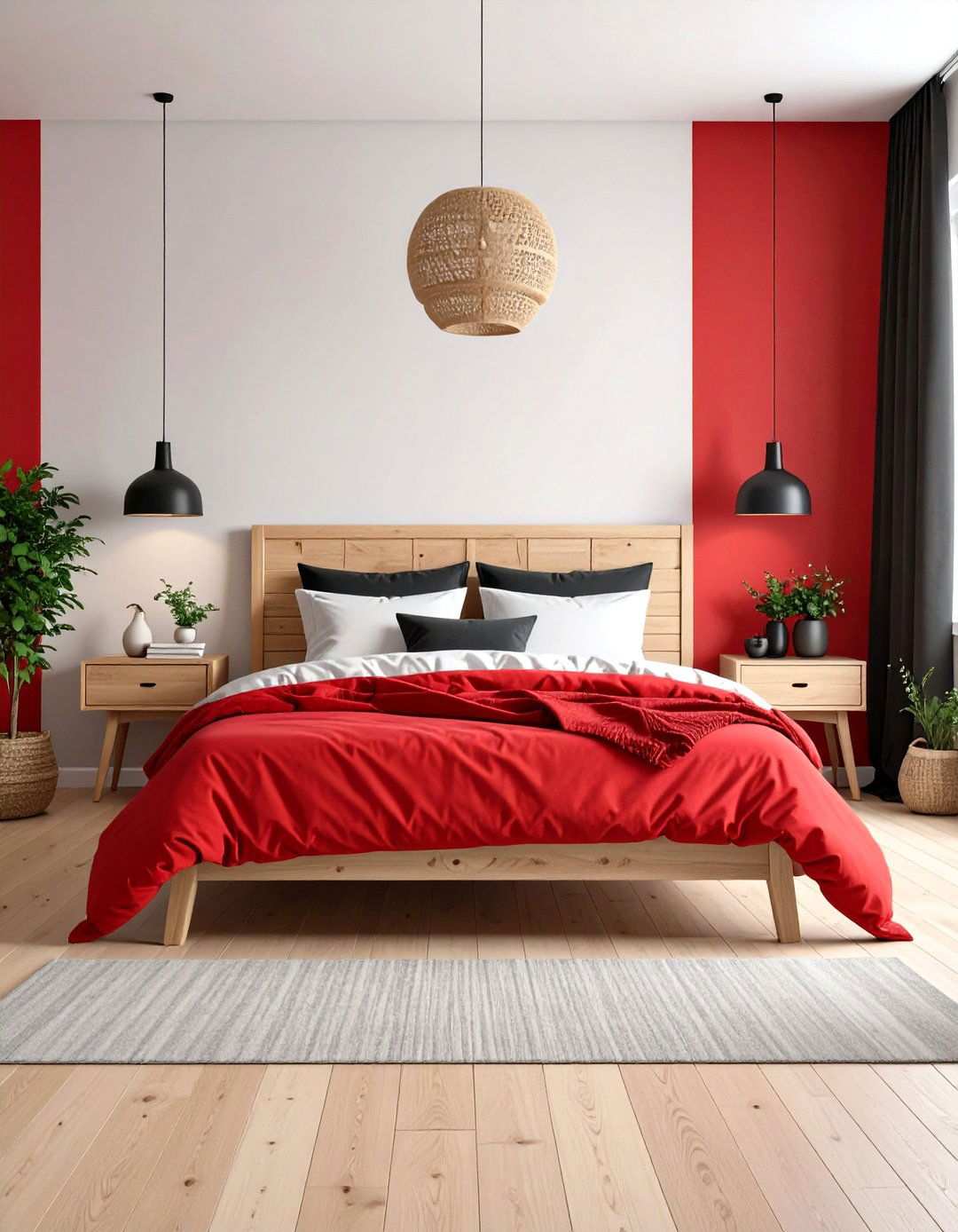 Scandinavian Red Black Bedroom - 24 Red and Black Bedroom Ideas