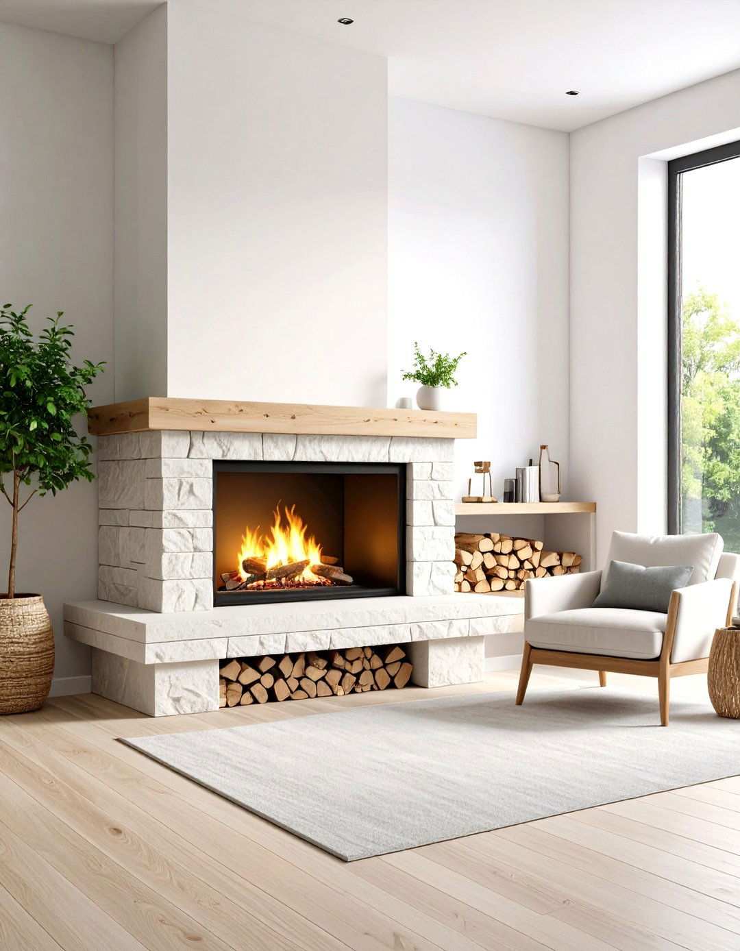 Scandinavian Rustic Minimal Fireplace - 24 Rustic Fireplaces