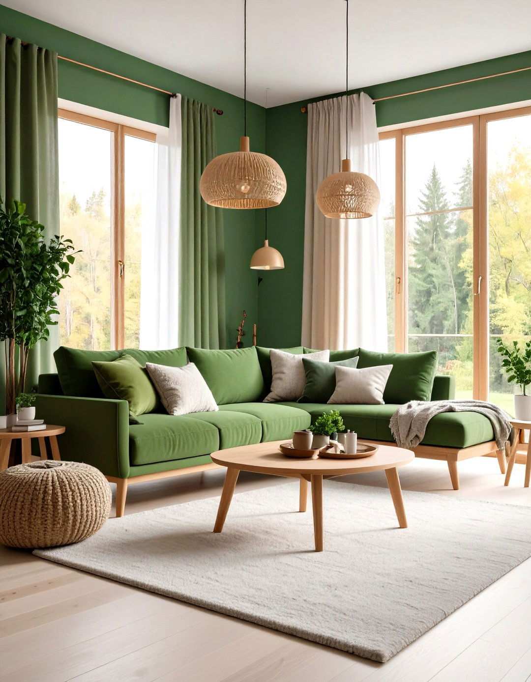 Scandinavian Sage Green Living Room with White Accents - 24 Sage Green Living Room Ideas