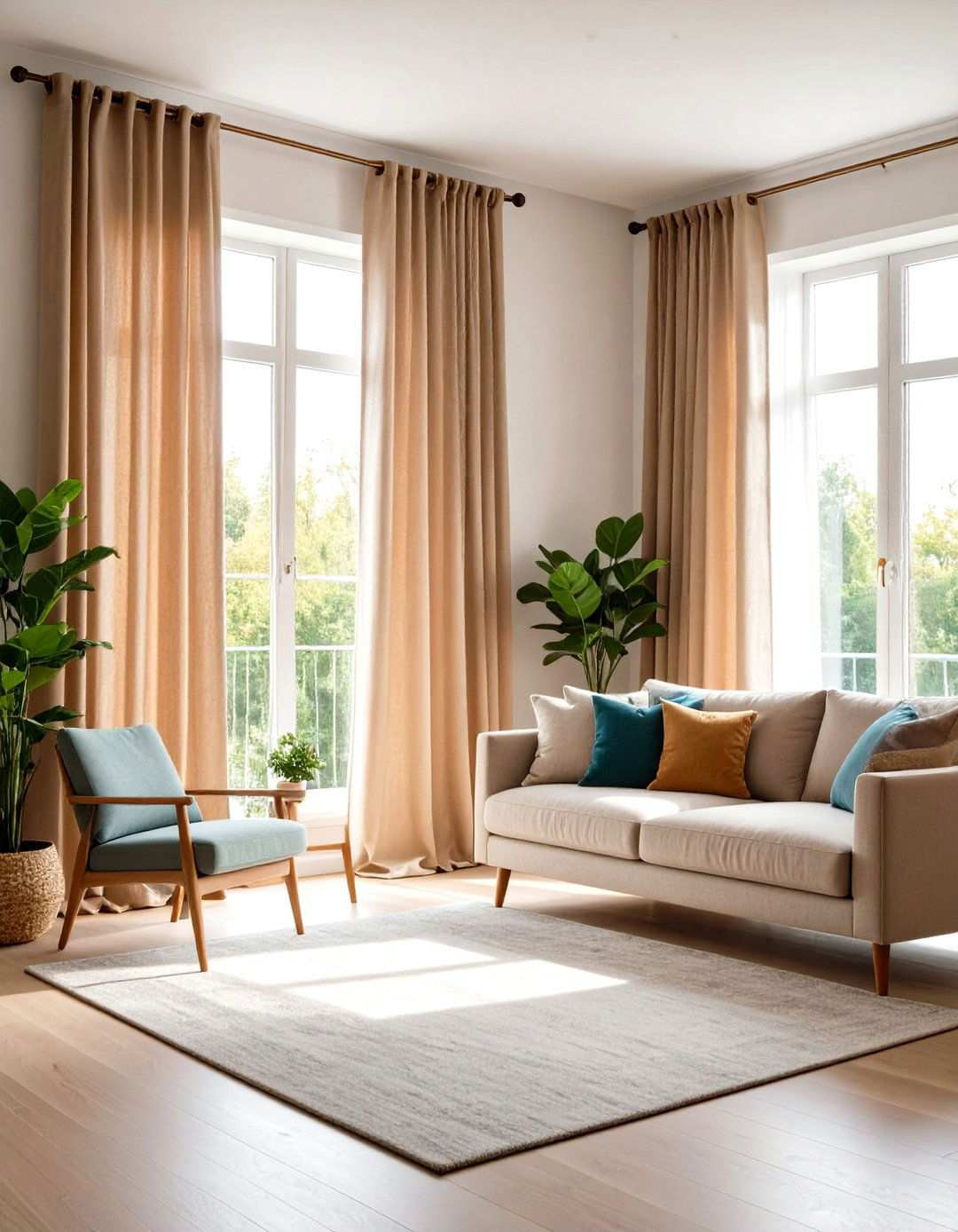 Scandinavian Style Linen Curtains with Minimalist Hardware - 24 Window Treatments Ideas