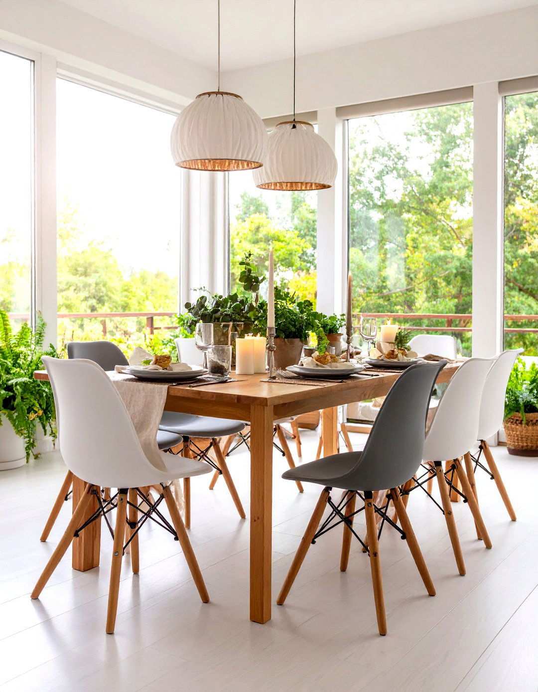 Scandinavian Sunroom Dining with Light Woods - 24 Sunroom Dining Room Ideas