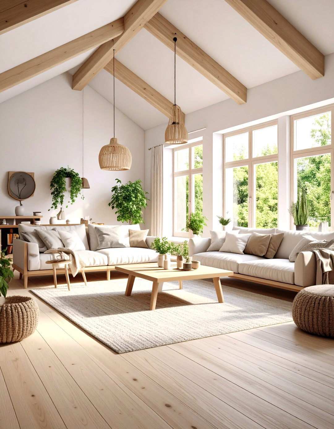 Scandinavian Vaulted Ceiling Design with Light Woods - 24 Vaulted Ceiling Ideas