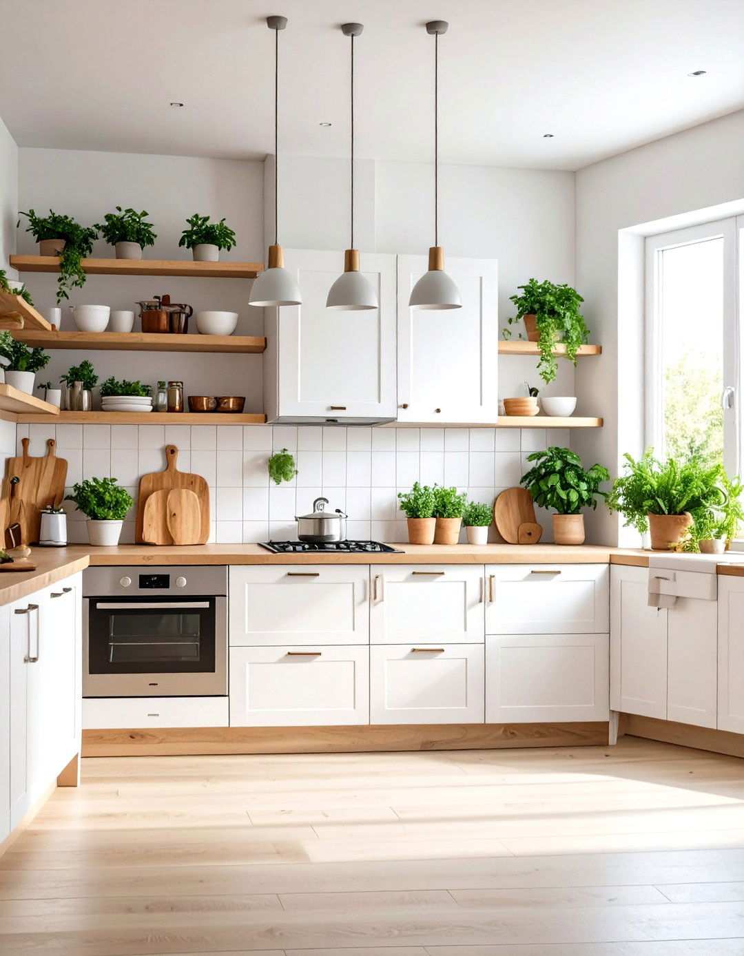 Scandinavian White Kitchen with Natural Wood Accents - 24 Small White Kitchen Ideas