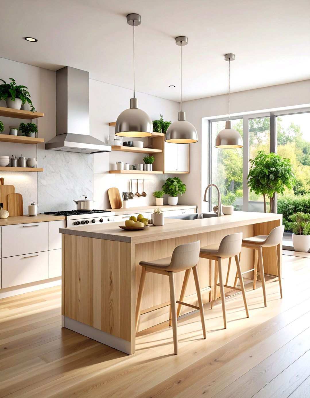 Scandinavian White Kitchen with Stainless Steel Accents - 24 White Kitchen with Stainless Steel Appliances Ideas