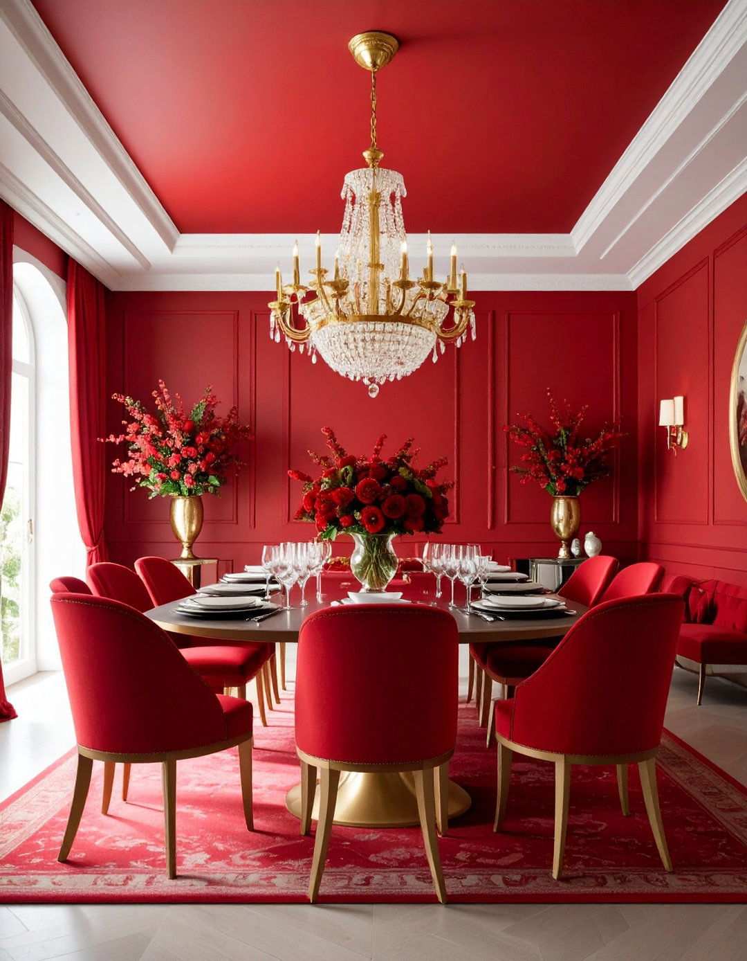 Scarlet Dining Room Ceiling Drama - 24 Red Dining Room Ideas