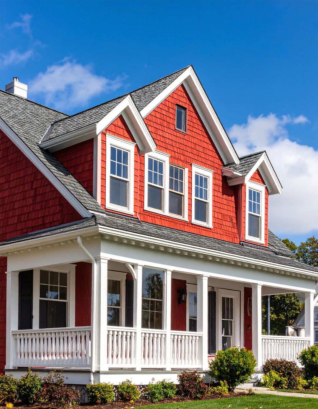 Scarlet Red Shingle Style Home - 24 red home exterior ideas
