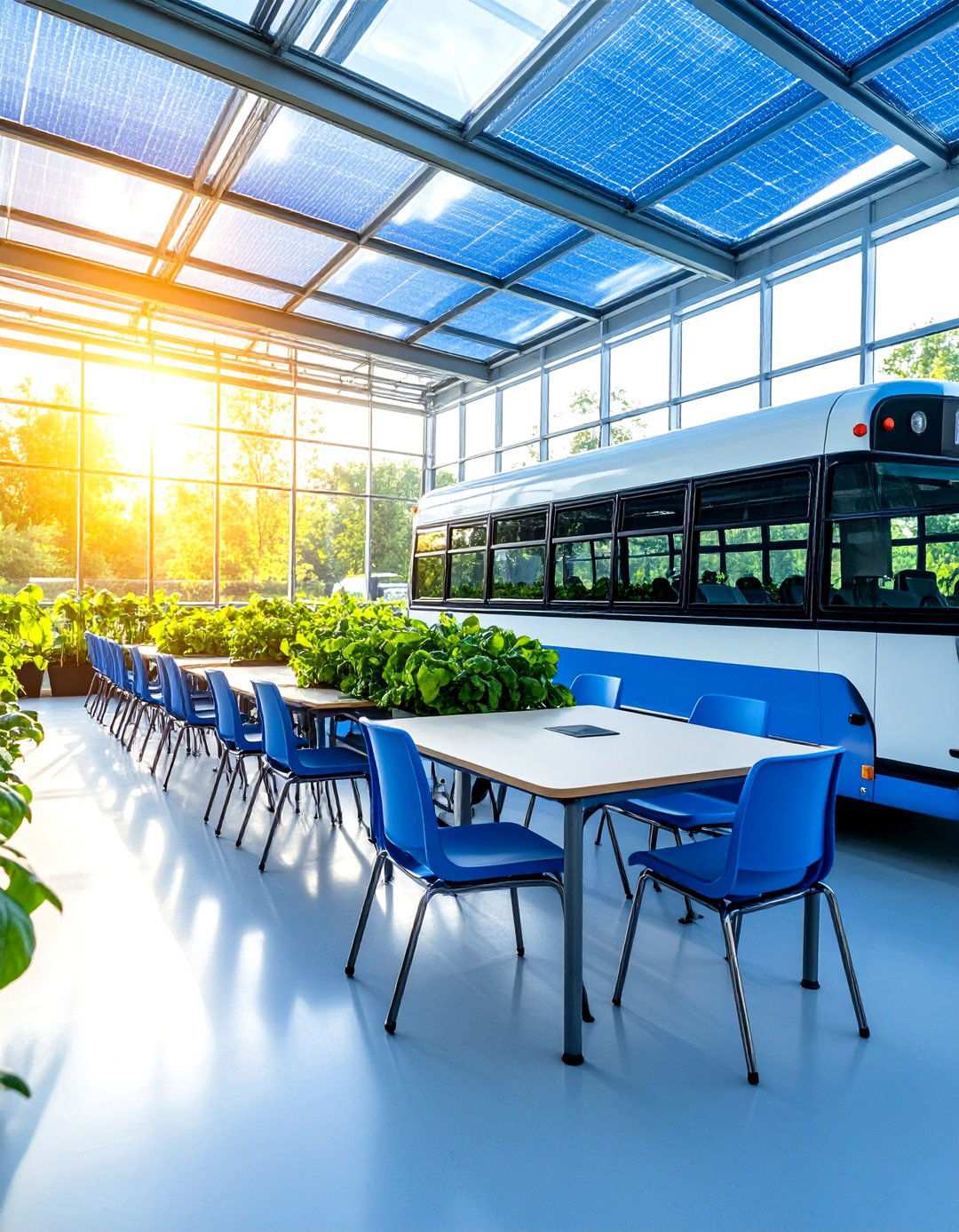 School Bus Greenhouse with Educational Learning Stations - 24 School Bus Greenhouse Ideas