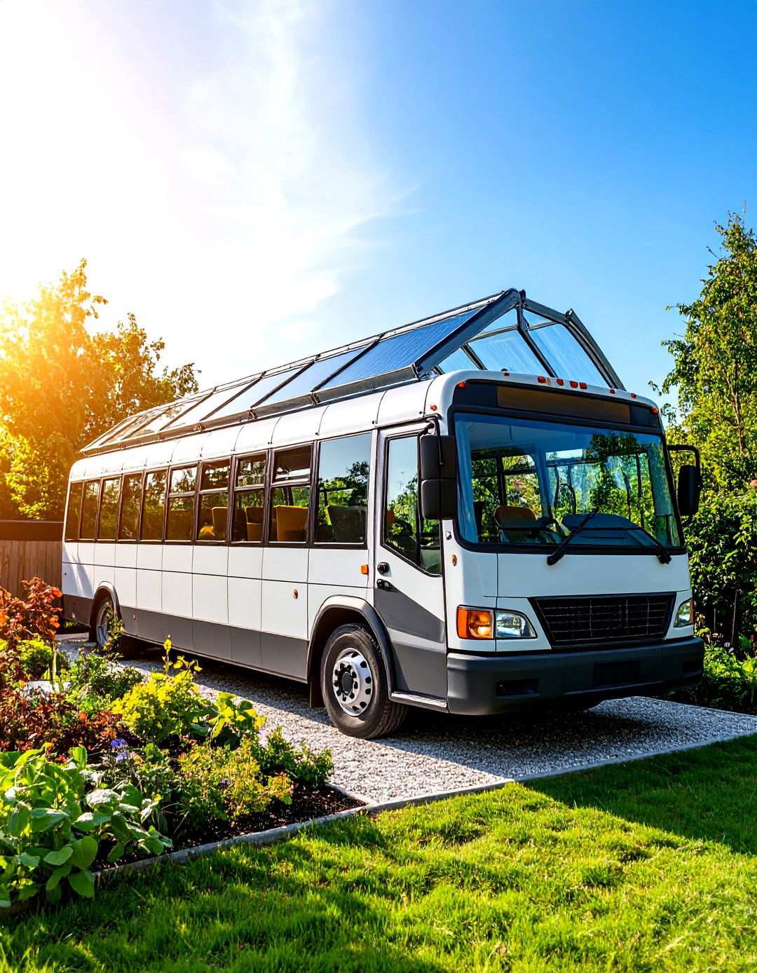 School Bus Greenhouse with Partial Skylight System - 24 School Bus Greenhouse Ideas