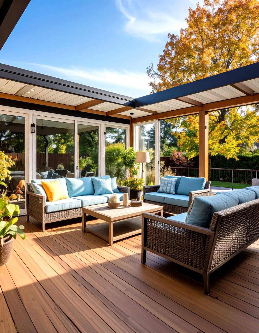 Screen Room Sunroom with Open Air Deck - 24 Sunroom and Deck Combo Ideas