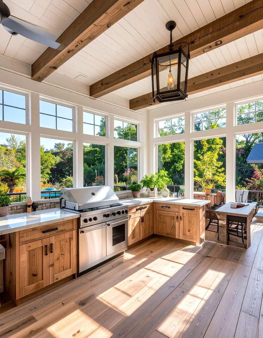 Screened Porch with Outdoor Kitchen - 24 Rustic Barndominium Interior Design Ideas