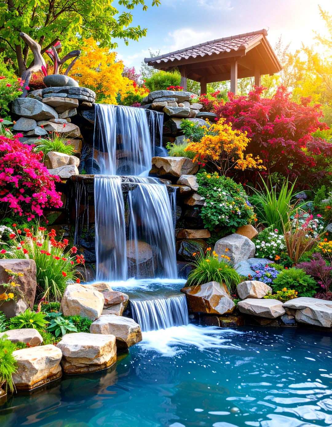 Sculptural Art Waterfall Feature - 24 Pondless Waterfall Ideas