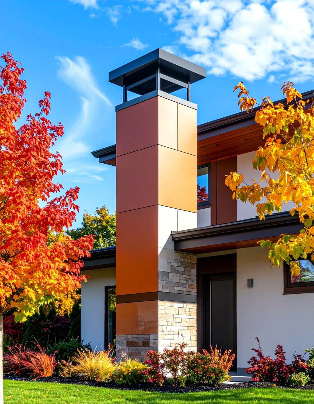Sculptural Chimney Elements - 24 Minimalist House Exterior Ideas