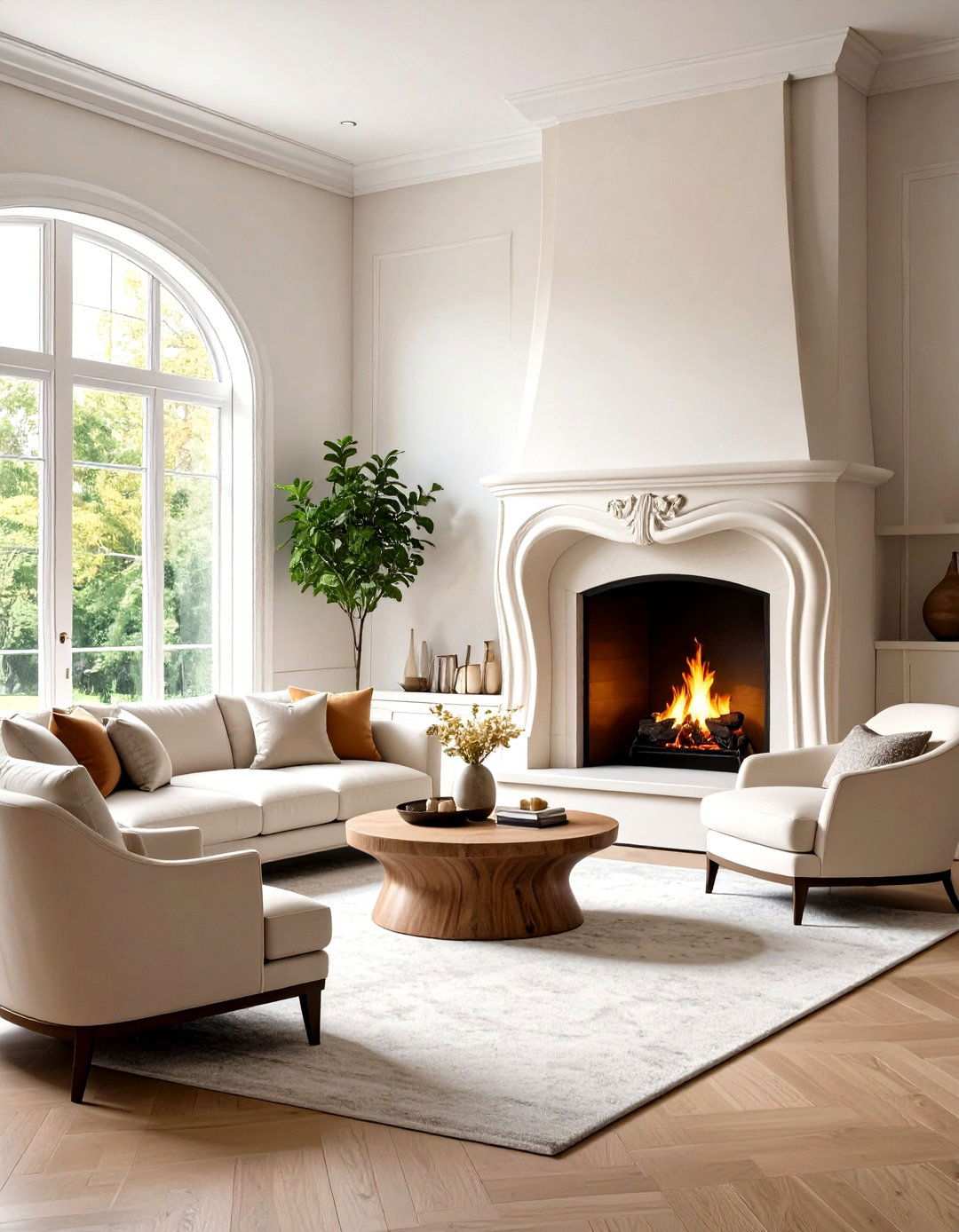 Sculptural Fireplace Living Room - 24 Spanish Modern Interior Design Ideas