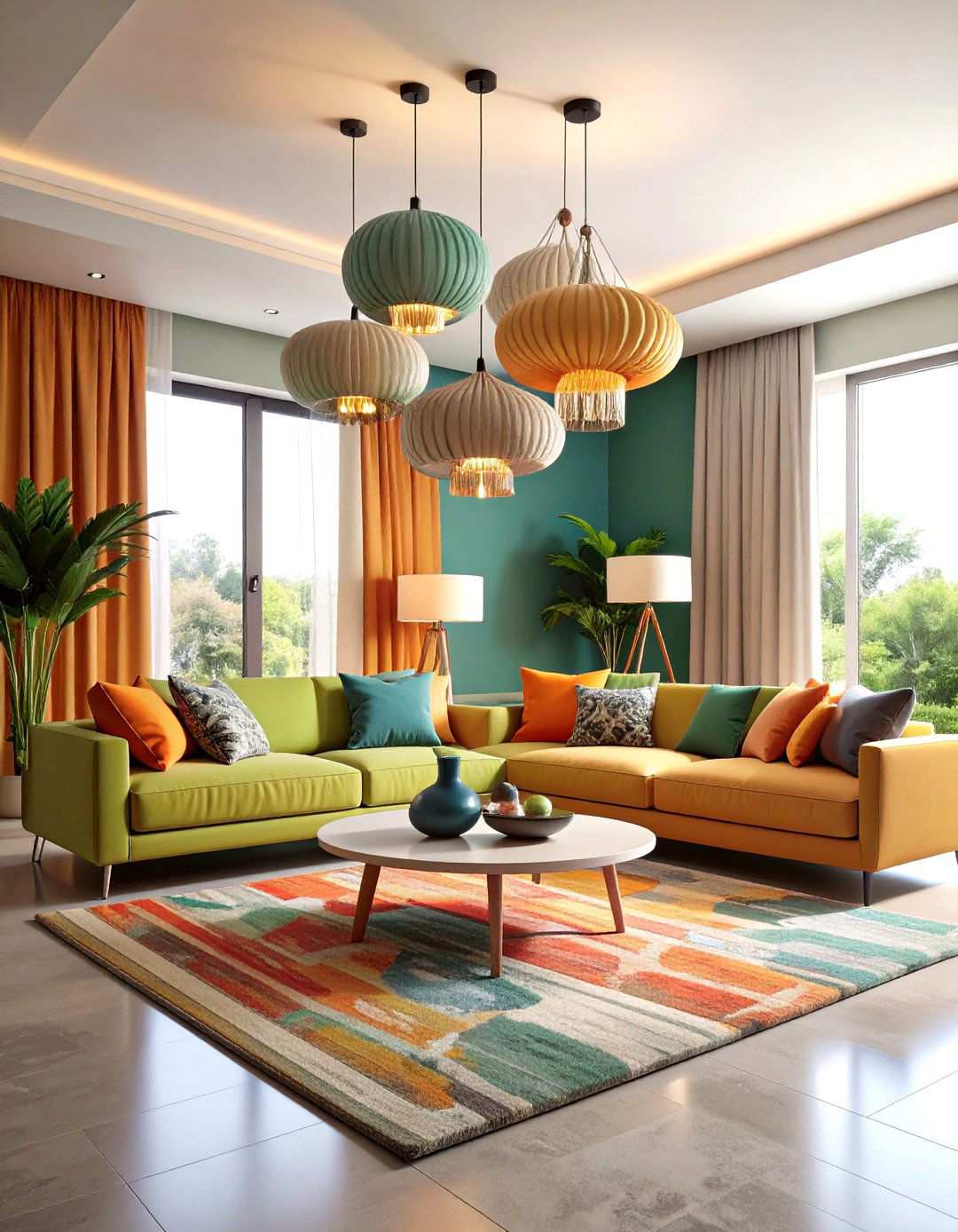 Sculptural Lighting Feature Living Room - 24 Maximalist Living Room Design Ideas